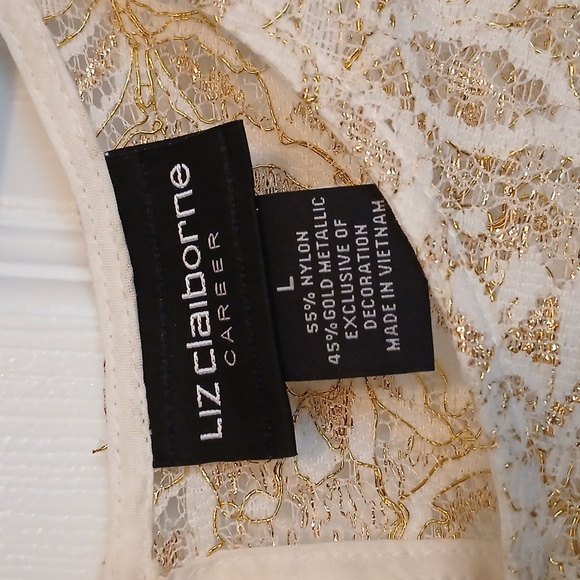 NWT Liz Claiborne Beige Floral Lace Blouse - 2 pcs. - Picture 2 of 5